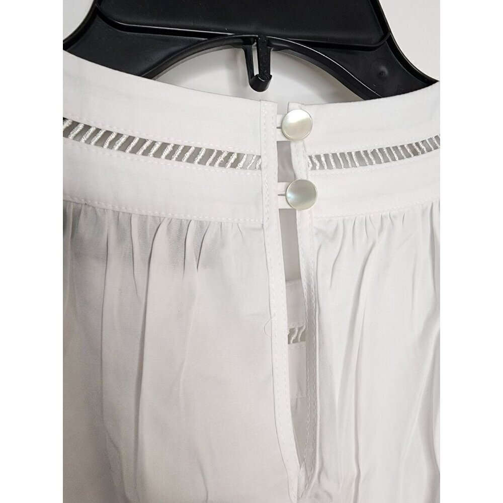 NWT Size XS Harshman White Anemone Blouse 100% Cotton Ladder Lace Button - Picture 5 of 7